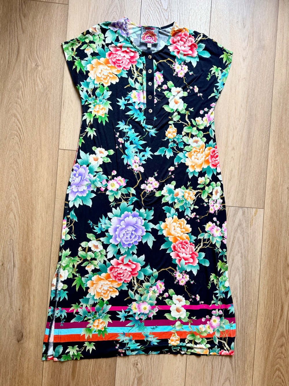 Johnny Was Le Jardin Henley Midi Dress style T36124